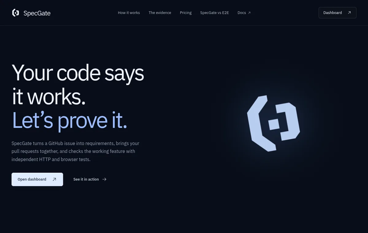SpecGate website preview