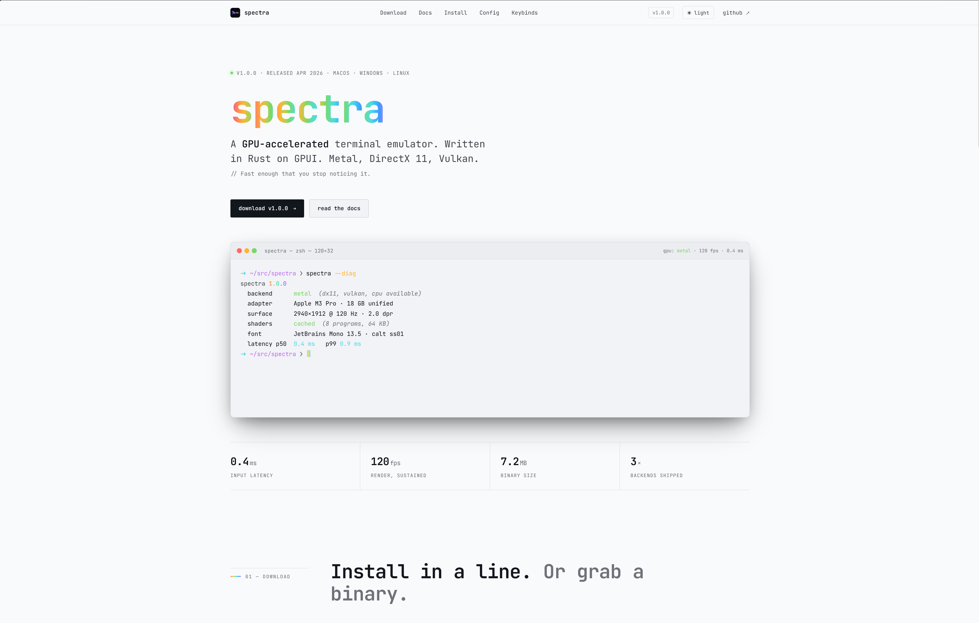 Spectra website preview